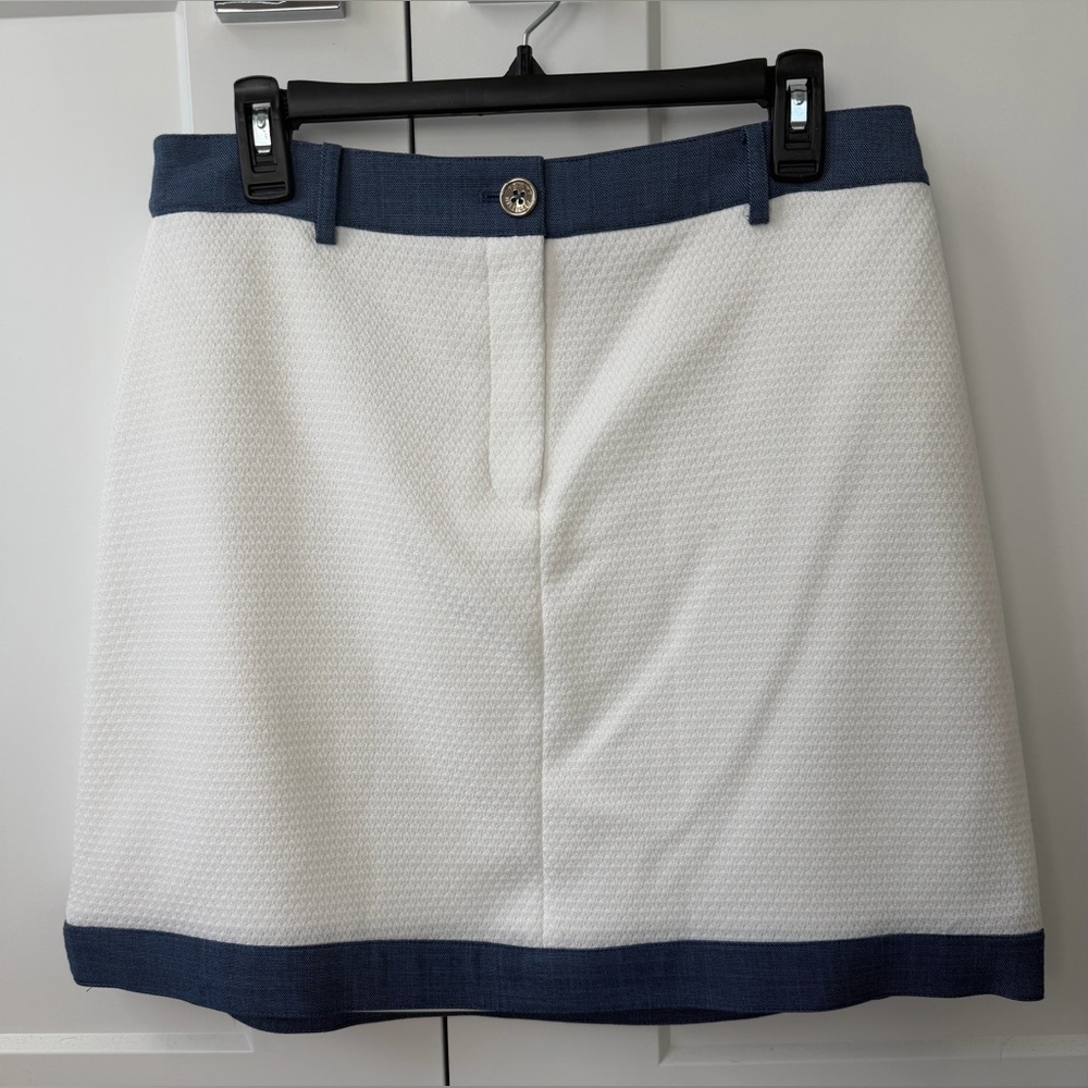 NWT Tommy Hilfiger White & Blue Classic Coastal Textured‎ Mini Skirt, Size 10